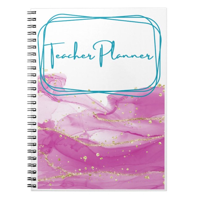 Caderno Espiral Encadernador de Professores Rosa e Dourado (Frente)