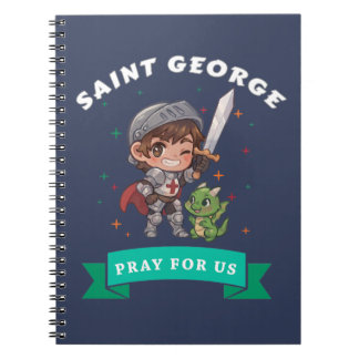 Caderno Espiral Encantador Chibi São Jorge Derrotando o Dragão Fof
