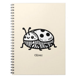 Caderno Espiral Encantadora Ilustração do Besouro Desenhado à Mão