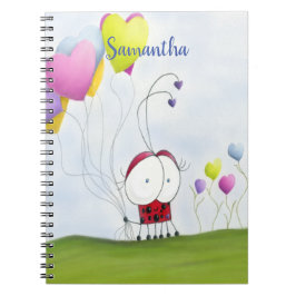 Caderno Espiral Encantadora Ladybug com balões coloridos