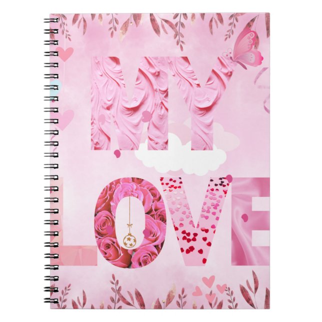 Caderno Espiral Encantando o Pink com o MEU AMOR notebook fotográf (Frente)