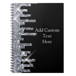 Caderno Espiral Encanto preto/de prata Glittery elegante