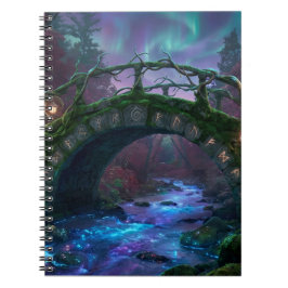Caderno Espiral Enchanted bridge to mystical forest Northern Light