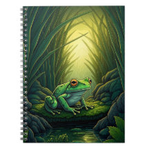 Enchanted Green Frog in a Forest
