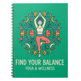 Caderno Espiral Encontre Seu Equilíbrio Yoga & Wellness Pose da Ár