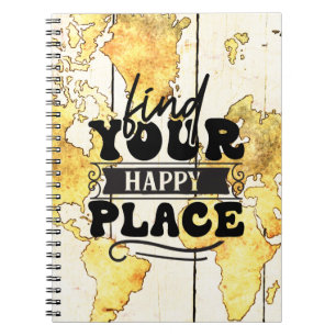 Caderno Espiral Encontre seu Viagem de Lugar Feliz