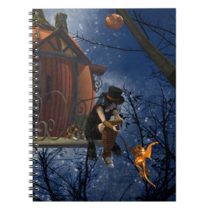 Caderno Espiral Encontro com Criatura Fofa de Halloween