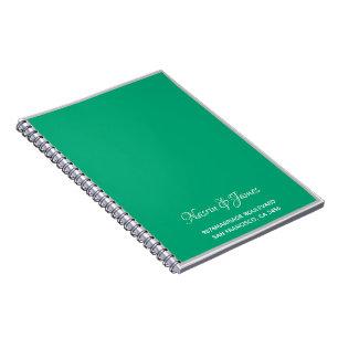 Caderno Espiral Endereço de Retorno de Casamento Esmeralda Verde