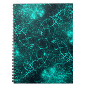 Caderno Espiral Energia Elétrica Turquesa Arte Fractal da Web