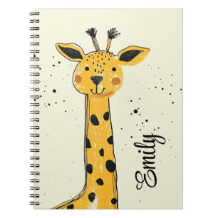 Caderno Espiral Enfeição de cabeça de girafa de desenho animado