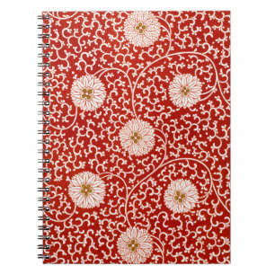 Caderno Espiral Enfeite Chinês Owen Jones Floral Vermelho Branco