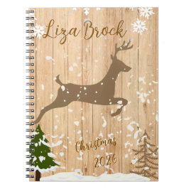 Caderno Espiral Enfeite de Natal personalizado com cerva em fundo 