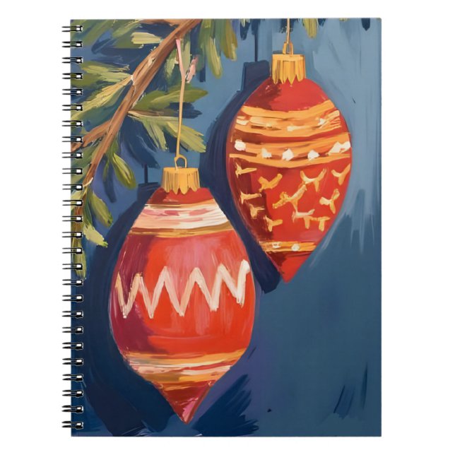 Caderno Espiral Enfeites de Natal Aquarela Feriado (Frente)