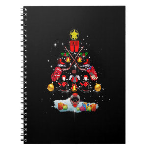 Caderno Espiral Enfeites de natal De Hóquei No Gelo Árvore Engraça