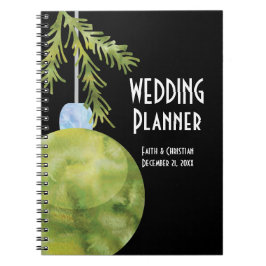Caderno Espiral Enfeites de natal Verde, Planner de Casamento