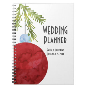 Caderno Espiral Enfeites de natal Vermelho, Planner de Casamento