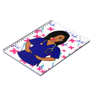 Caderno Espiral Enfermeira Afro-Cuidadora de Enfermeira Registrada