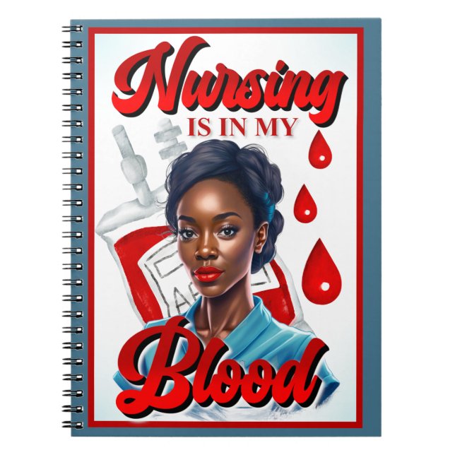 Caderno Espiral Enfermeira bonita Pinup está no meu sangue (Frente)