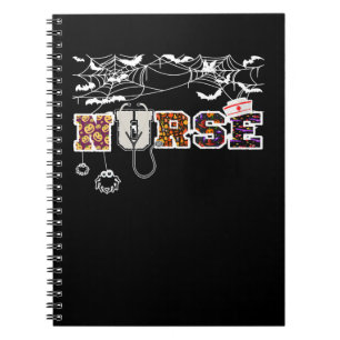Caderno Espiral Enfermeira Camisa De Halloween Presente Com Aranha
