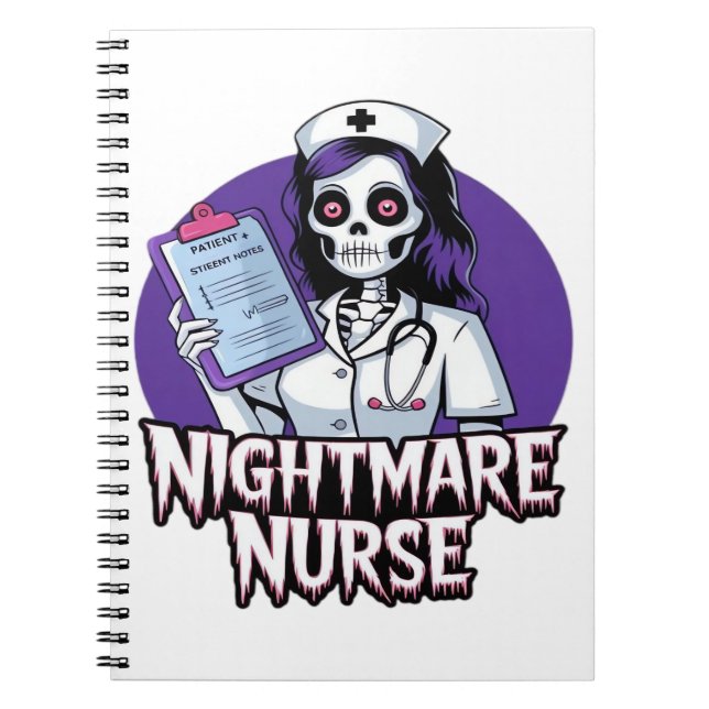 Caderno Espiral Enfermeira Clássica de Halloween Nightmare (Frente)