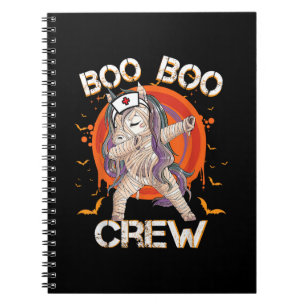 Caderno Espiral Enfermeira de Boo Boo Mummy Unicorn Halloween Cust