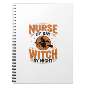 Caderno Espiral Enfermeira de Dia Bruxa de Noite Design de Hallowe