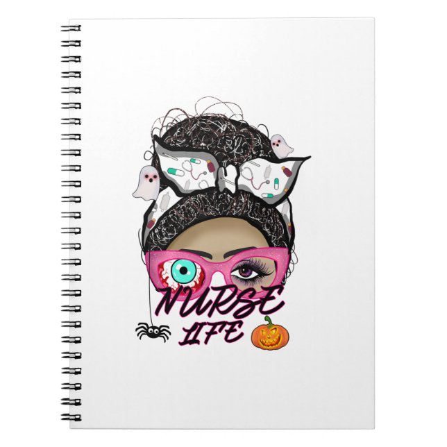 Caderno Espiral Enfermeira de Halloween (Frente)