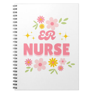 Caderno Espiral Enfermeira de Urgência Floral Retro