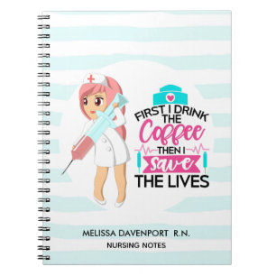 Caderno Espiral Enfermeira Engraçada Dizendo com Grande Agulha hip