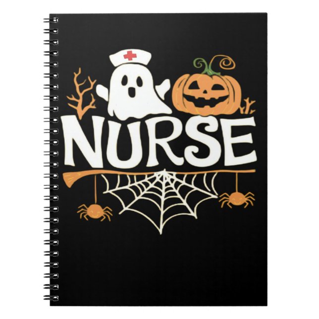 Caderno Espiral Enfermeira engraçada Halloween Design essencial T- (Frente)