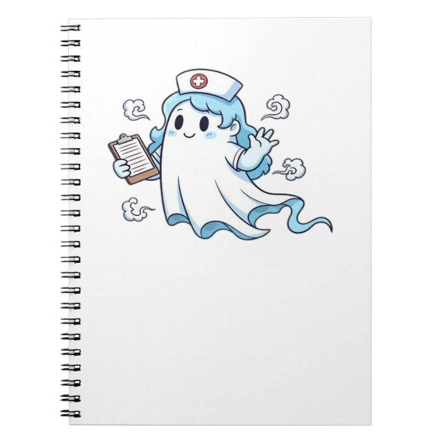 Caderno Espiral Enfermeira Fantasma  Cuidadosamente Assustadora e  (Frente)