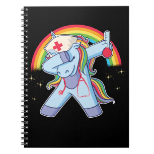 Caderno Espiral Enfermeira Mágica Enfermeira Unicórnio Arco-Íri