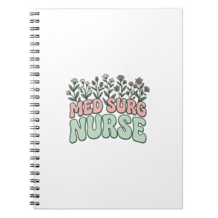 Caderno Espiral Enfermeira Med Cirúrgica Desenho Vetorial Floral V