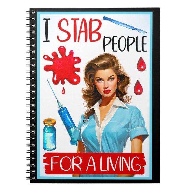 Caderno Espiral Enfermeira Nostálgica Bonita Se Aproxima Para Vive (Frente)