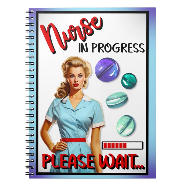 Caderno Espiral Enfermeira Nostálgica Enfermeira Em Andamento (Frente)
