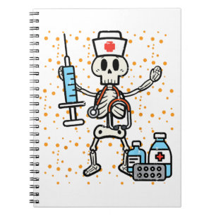 Caderno Espiral Enfermeira Ortopedia Halloween Skeleton Scrub Top