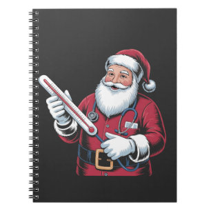 Caderno Espiral Enfermeira Papai Noel Natal Profissional de Saúde 