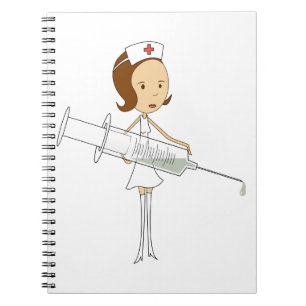 Caderno Espiral Enfermeira tradicional com a seringa Comically