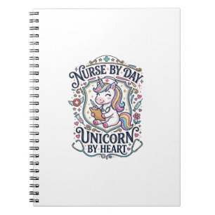 Caderno Espiral Enfermeira Unicórnio de Dia Unicórnio de Coração F
