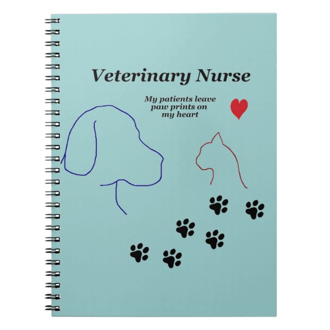 Caderno Espiral Enfermeira veterinária - impressões da pata em meu (Frente)