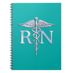 Caderno Espiral Enfermeiro Na moda de Núcleo Registrado em Turquoi