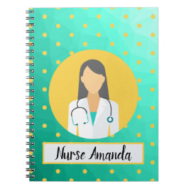Caderno Espiral Enfermeiro Personalizado Turquoise Amarelo
