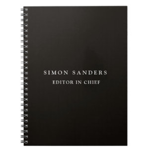 Caderno Espiral Enfumaçado Mínimo Simples Clássico Preto