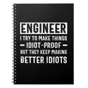 Caderno Espiral Engenheiro Tento Fazer Coisas Idiotas Provas Mas E