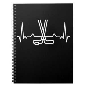 Caderno Espiral Engraçada Batida do Coração de Hóquei em Gelo