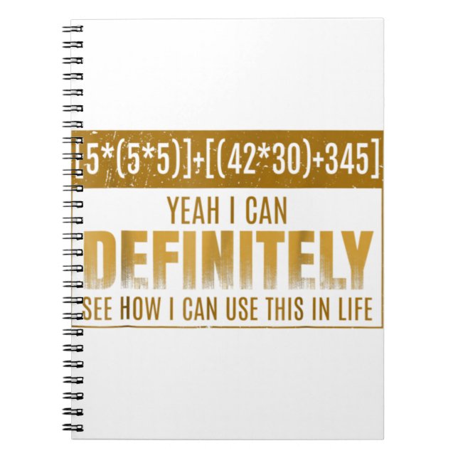 Caderno Espiral Engraçada Camisa-T Da Equação Matemática Eu Odeio  (Frente)