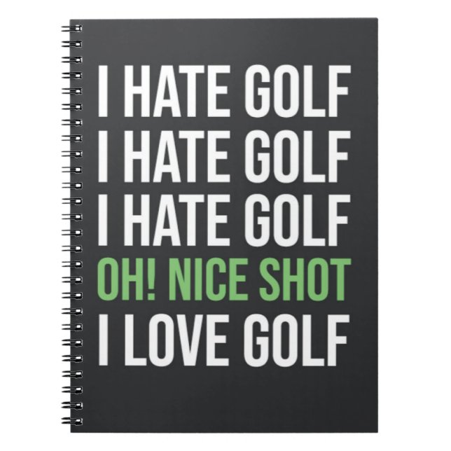 Caderno Espiral Engraçada Citação De Golfe Negro E Branco (Frente)
