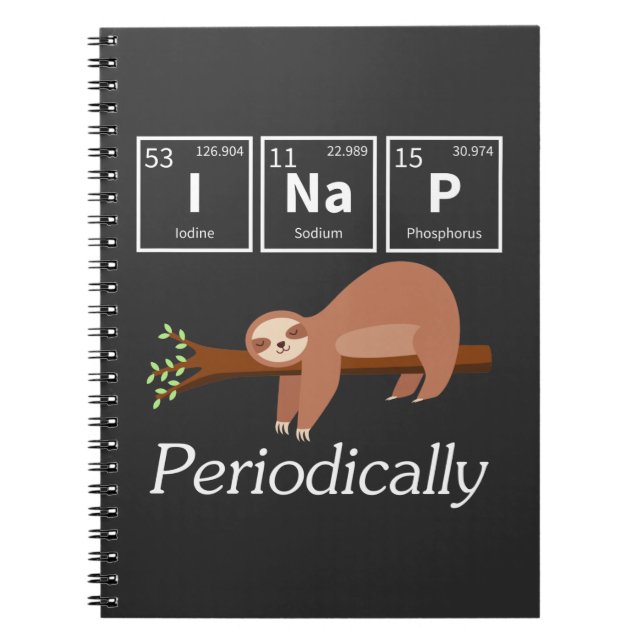 Caderno Espiral Engraçada Science Pun Chemistry Sloth Nap Lover (Frente)