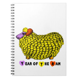 Caderno Espiral Engraçado Amarelo Ram Chinês Ano Zodíaco Aniversár