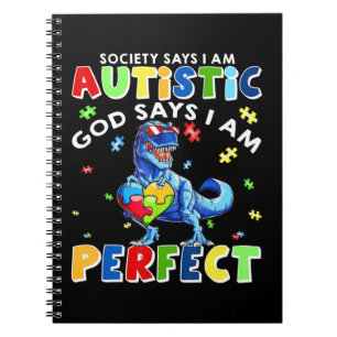 Caderno Espiral Engraçado Autismo cita "A Sociedade diz que sou Au